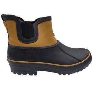 Chooka Winter Waterproof Rubber Plush Chelsea  Rain Boots Tan Black  Women's 7